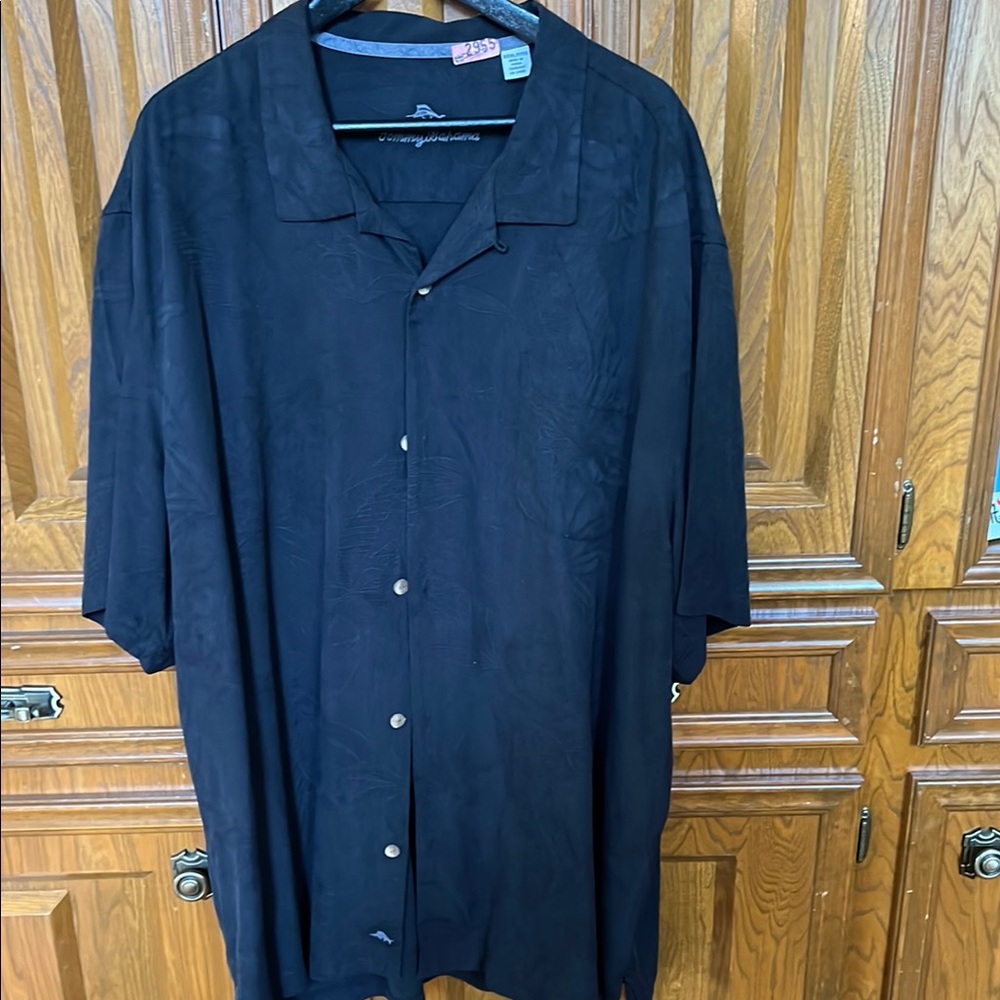 Tommy Bahama black palm frond Hawaiian shirt